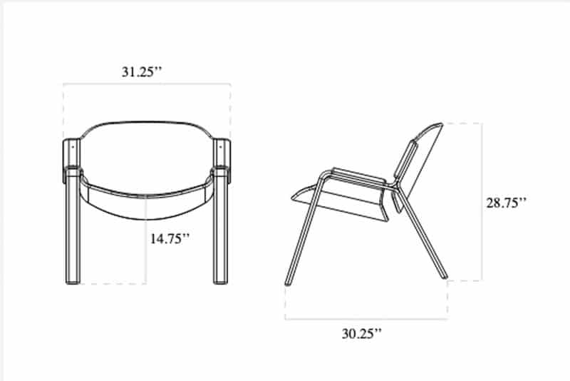 dimensions of oyster chair