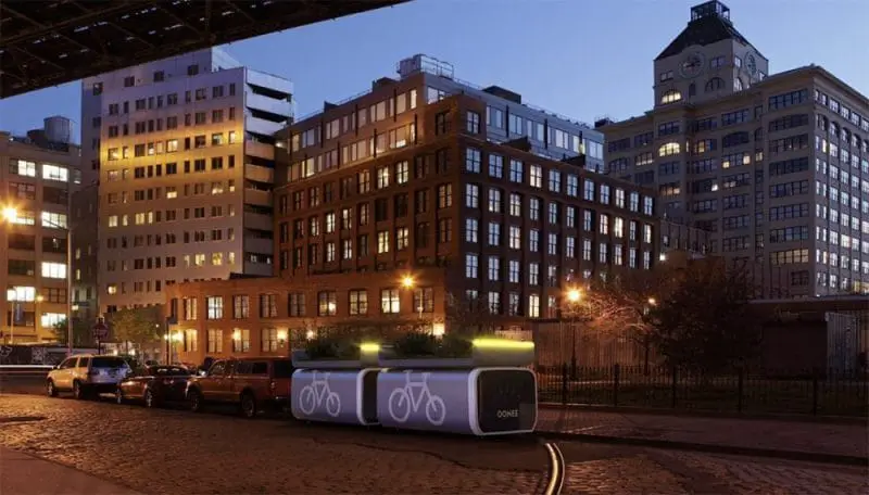 a rendering of two Oonee Minis in DUMBO