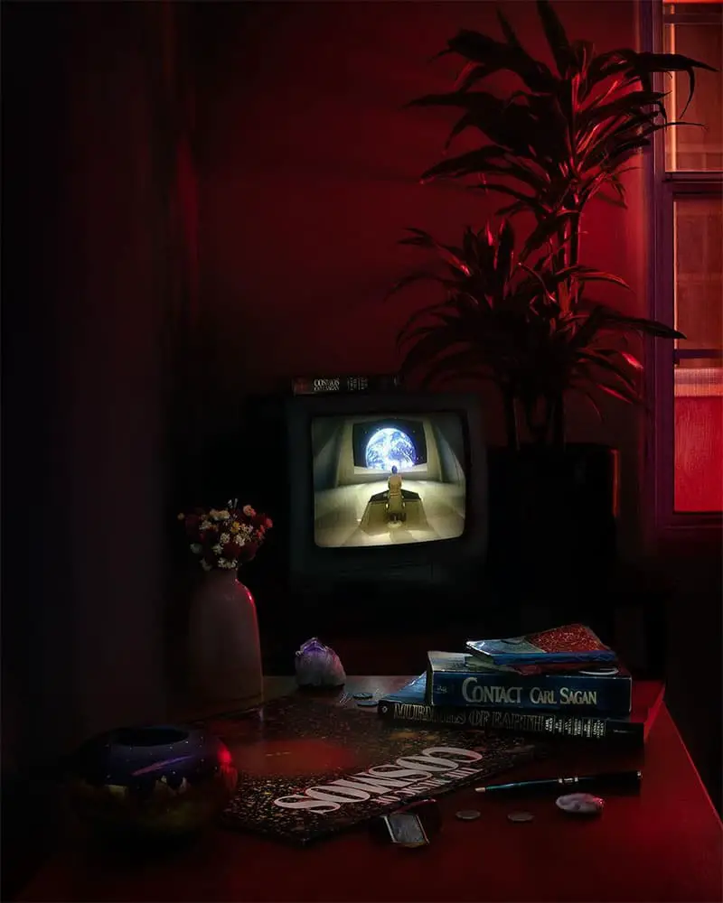 photo of tv in the dark