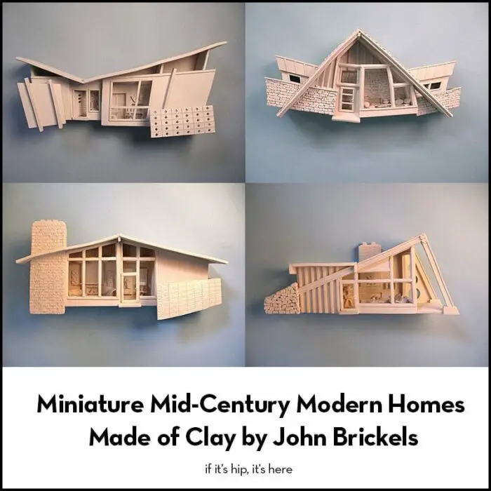 miniature mid-century homes made of clay