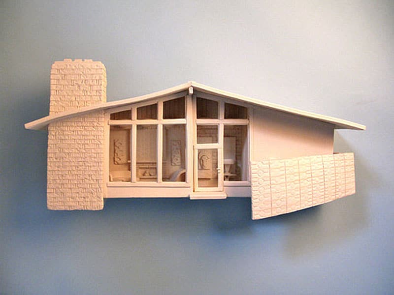 clay models of midcentury modern homes