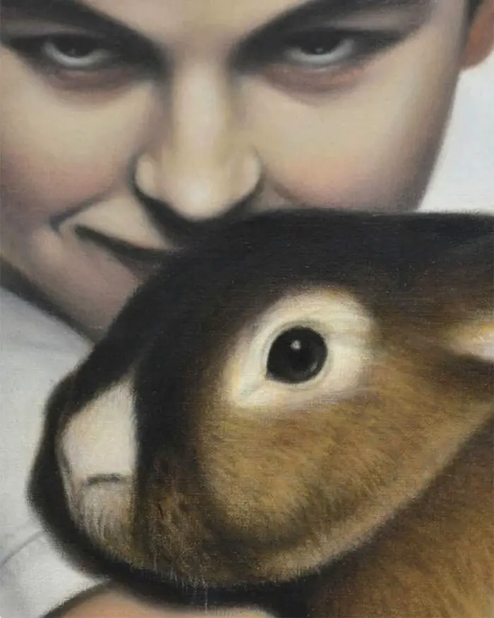 painting of boy with rabbit