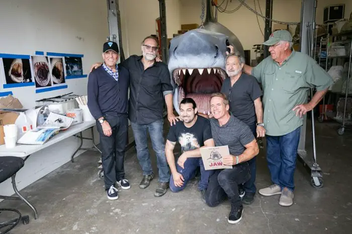 Jeffrey-Kramer-Greg-Nicotero-Bruce-the-Shark-Roger-Baena-author-Dennis-Prince-Joe-Alves-and-Roy-Arbogast