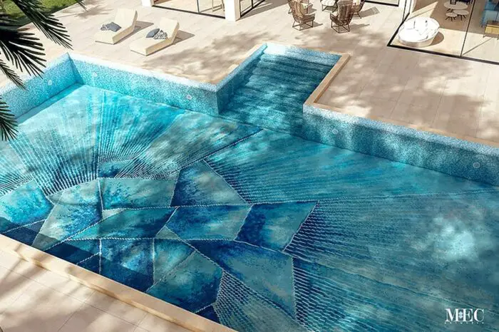 modern art pool mosaics