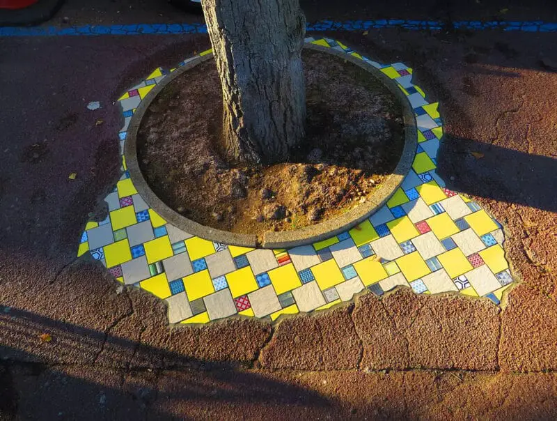 pothole repairs with art