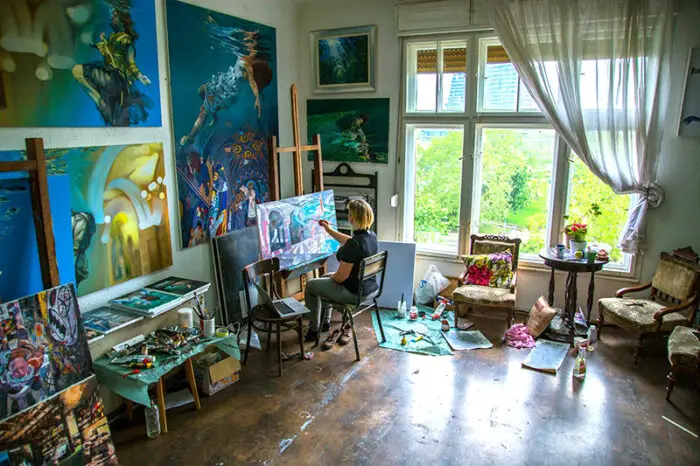Irina Zivic at work in her studio