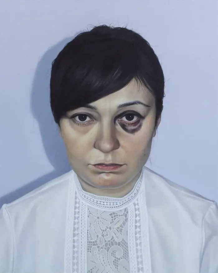 petar mosic portraits woman with black eye