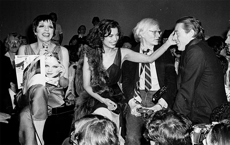 Liza Minelli, Bianca Jagger, Andy Warhol and Halston at Studio 54