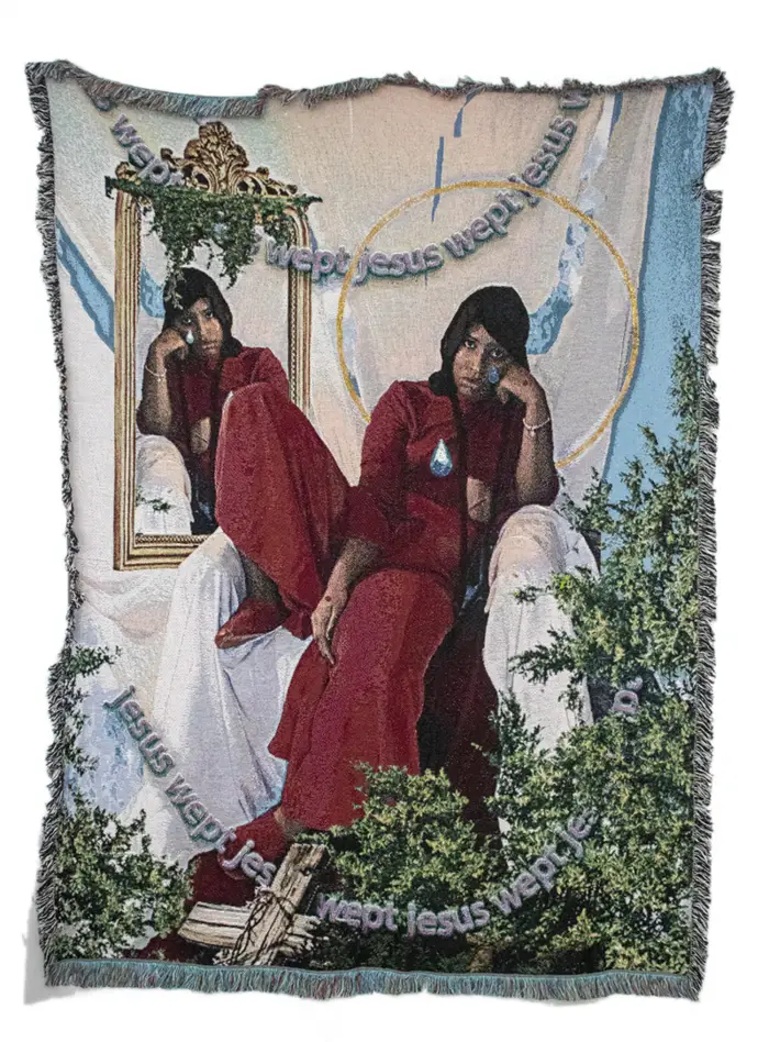 qualeasha wood tapestry jesus wept