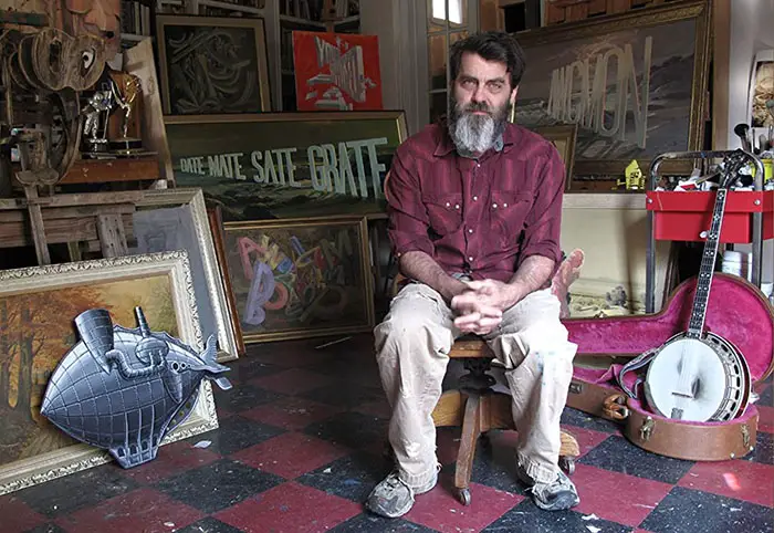 Artist Wayne White in his studio, 2012