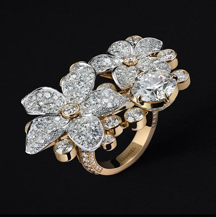 chanel diamond flowers ring