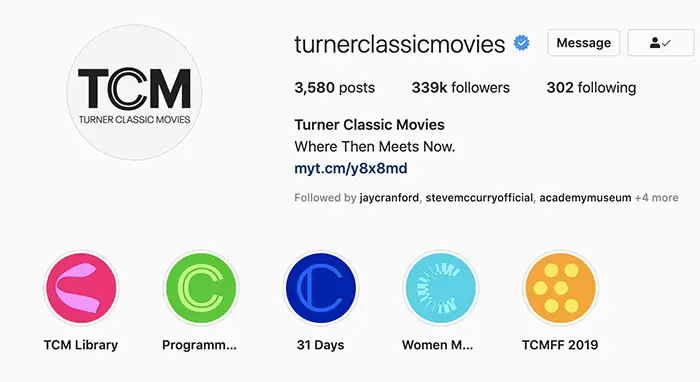 TCM instagram header