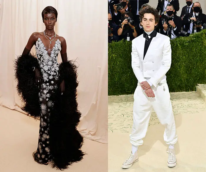 Anok Yai and Timothée Chalamet at the met gala