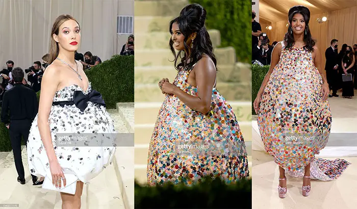 Eileen Gurr and Vanessa bryant bubble dresses met gala