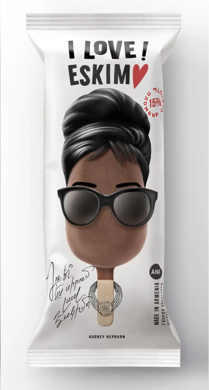 Audrey hepburn ice cream bar packaging iihih