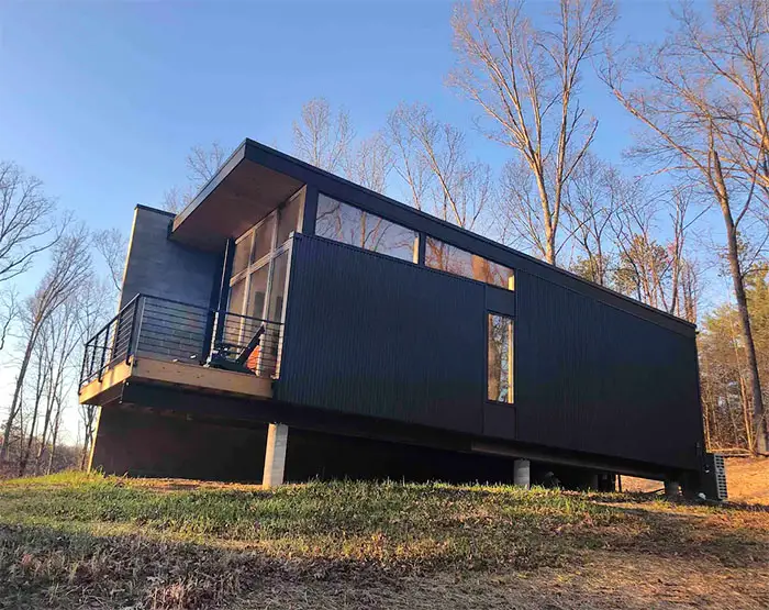 wall cabin side view neon architecture