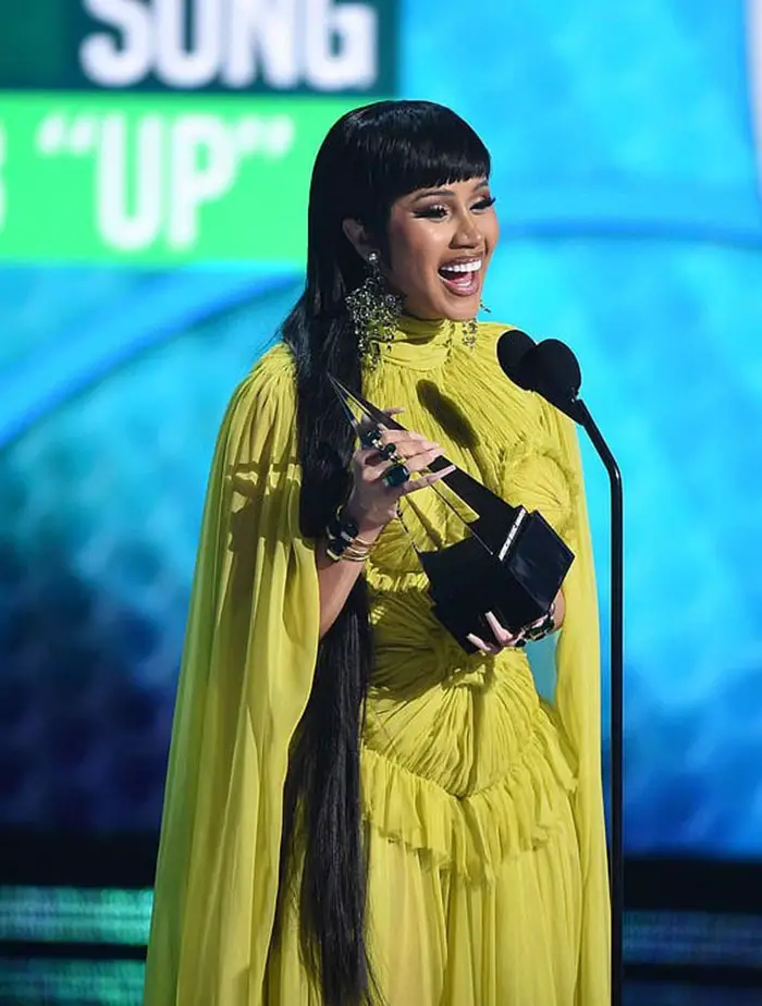 cardi B chartreuse gown AMAs