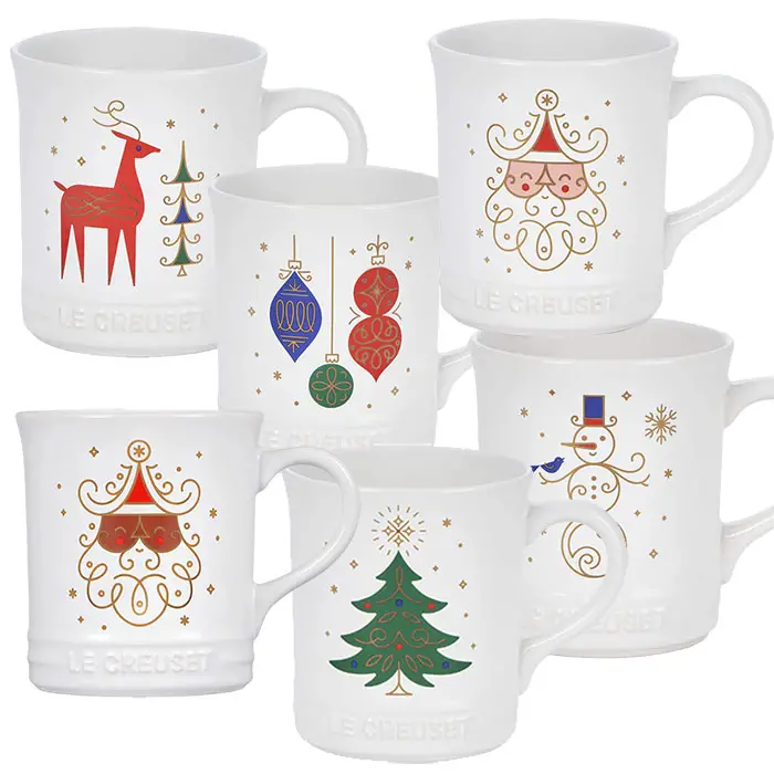 le creuset noel mugs