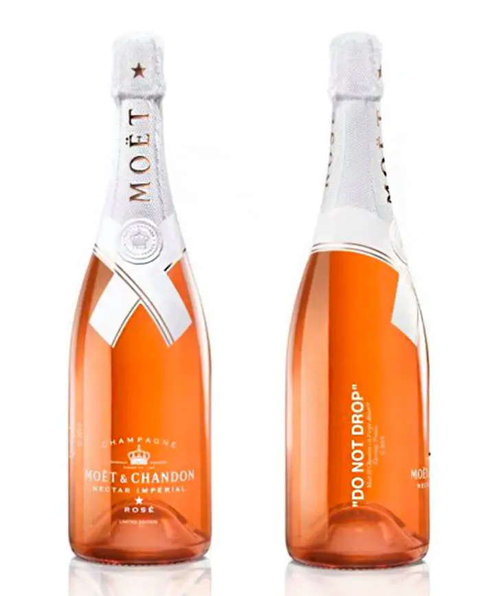 Virgil Abloh's custom-designed bottle of Moët’s iconic Nectar Imperial Rosé.