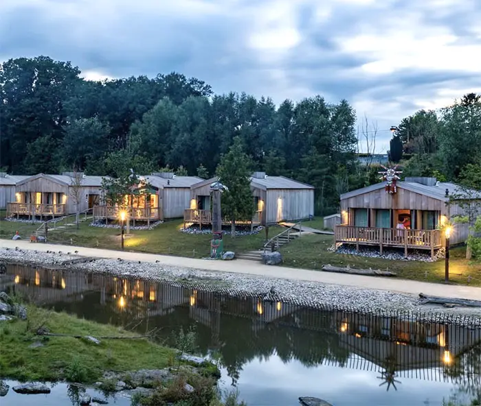 Native Village accommodations at the zoo