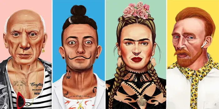 Picasso, Salvador Dali, Frida Kahlo and Vincent Van Gogh