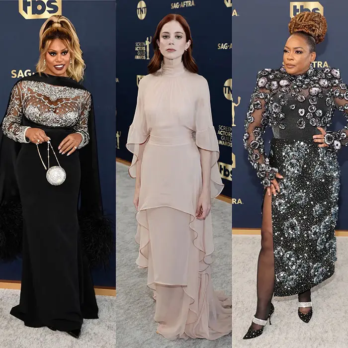 Laverne Cox, Charlotte Hope and Aunjanue Ellis SAG Awards Red Carpet