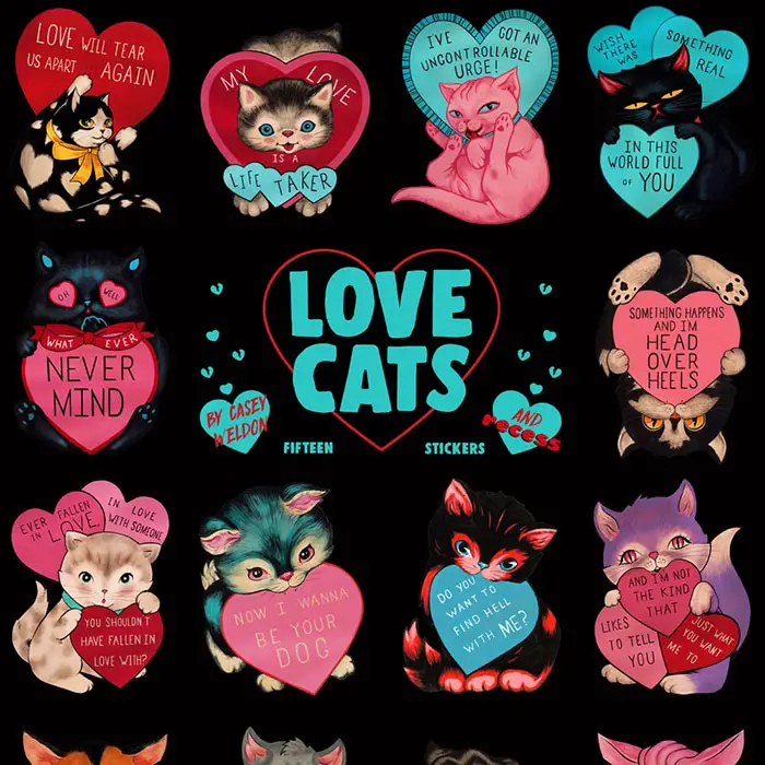 Casey Weldon's Love Cats sticker sheets