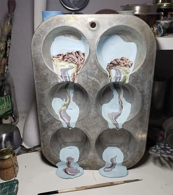 painted muffin tin