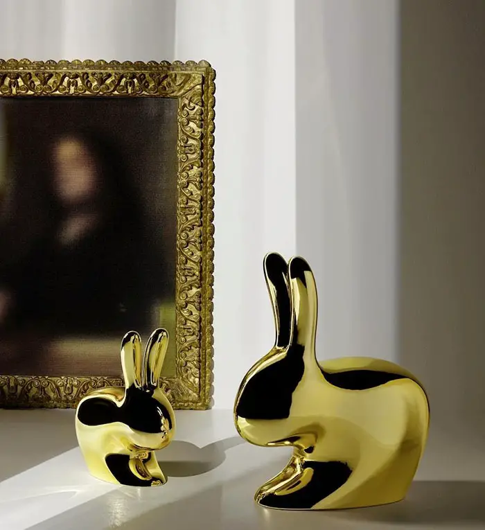 qeeboo gold rabbit chairs