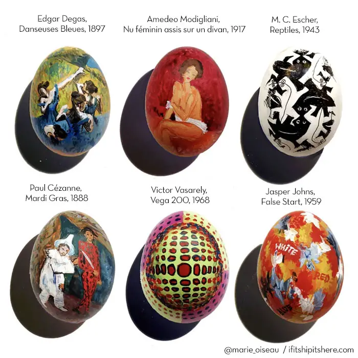 marie oiseau painted eggs