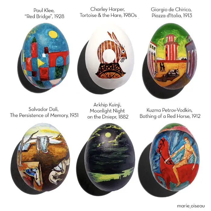 dine art paintings on easter eggs