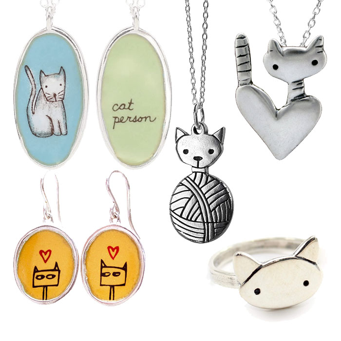 Mark Poulin's handmade cat jewelry. 