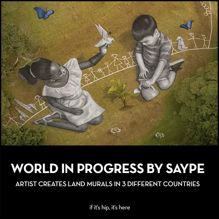 world in progress triptych by saype IIHIH