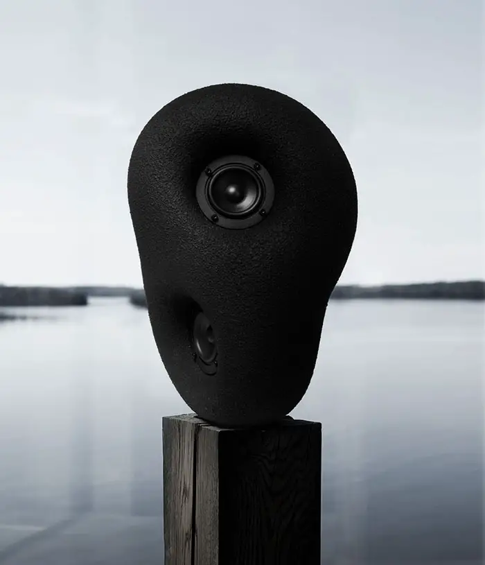transparent sculptural speaker in black
