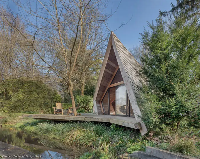 sustainable a-frame cabin