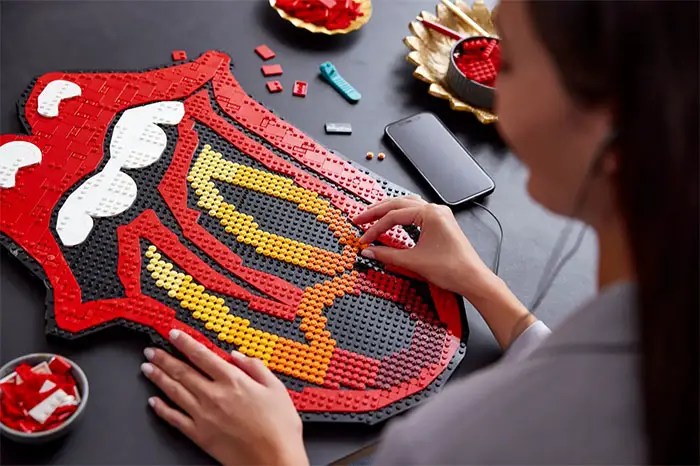 lego rolling stone logo art in progress