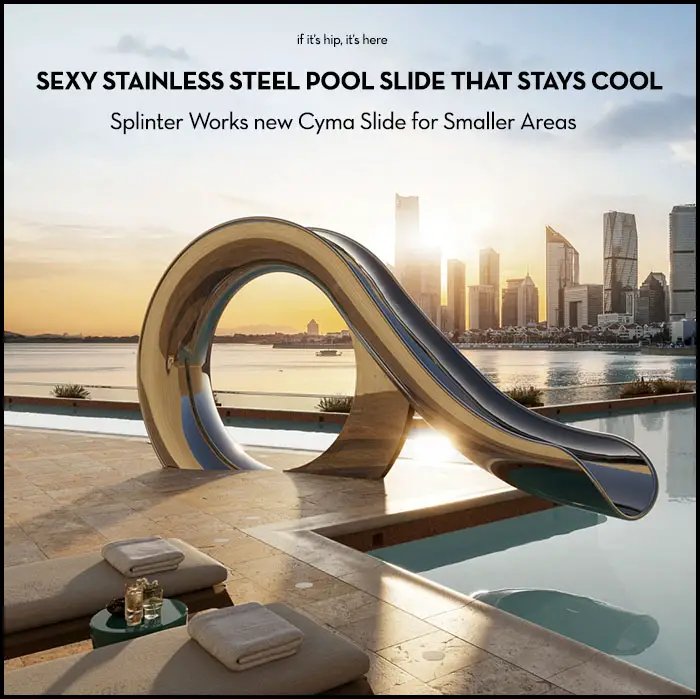Read more about the article Sexy Stainless Steel Pool Slide for Smaller Areas. Splinter Works new Cyma Slide.
