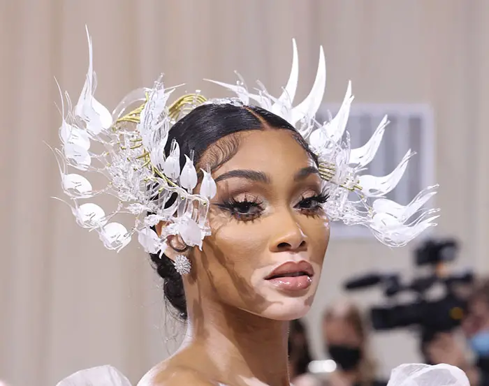 Winnie Harlow's headpiece met gala 2022