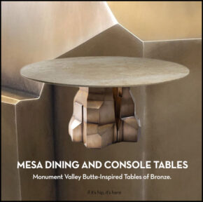 Monument Valley Butte-Inspired Dining and Console Tables of Bronze.