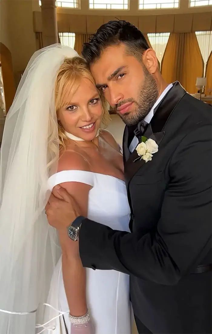 Bride Britney Spears with husband Sam Asghari