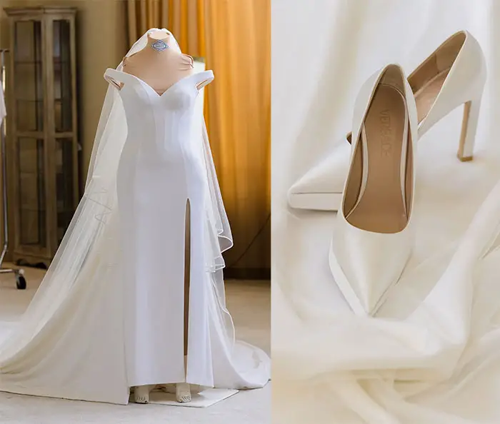 Britney's Versace wedding gown, veil and shoes