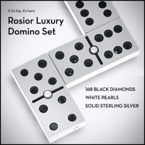 Solid Sterling Silver Dominoes Set With Black Diamonds and Pearls.