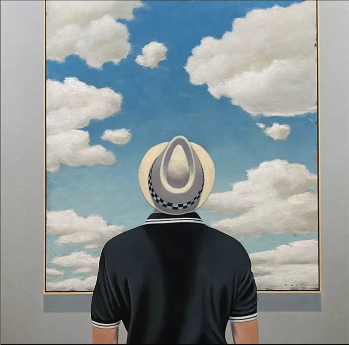 jaime perry “Head in the Clouds” 30”x30” acrylic on canvas