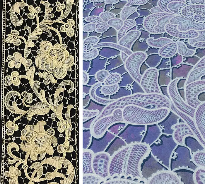 Vintage lace from Burano (left) inspired the pattern