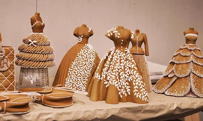 Dior gowns made of Gingerbread for the store displays