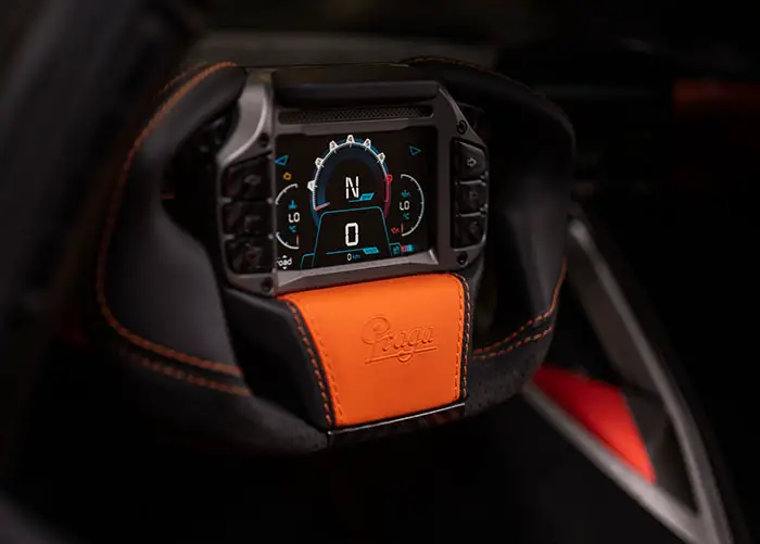 Praga-Bohema-leather steering wheel orange detail