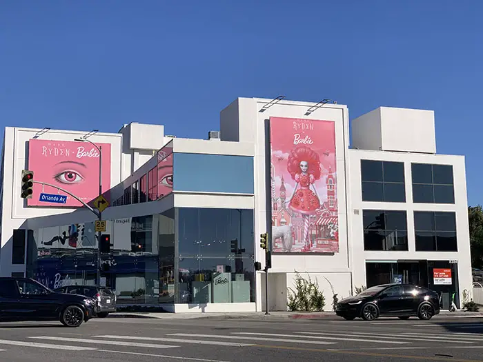 Ryden x Barbie exhibit exterior, photo: laura sweet