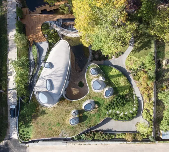 aerial view of niko arch home