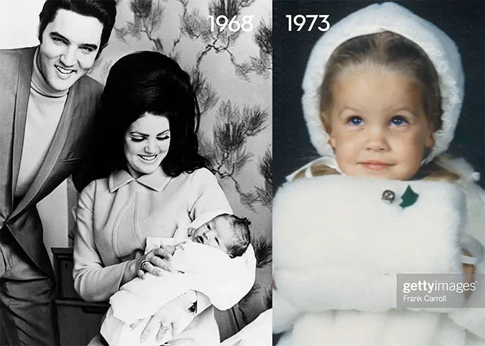 Lisa Marie Presley at birth and age 5