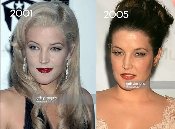 Lisa Marie Presley's Changing Looks 2001 and in 2005
